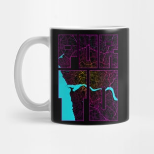 Porto, Portugal City Map Typography - Neon Mug